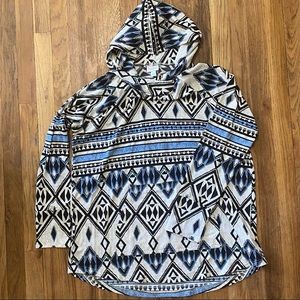 LulaRoe Amber Hoodie. Blue. Black. Aztec.